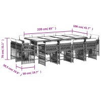 vidaXL 13-tlg. Garten-Essgruppe mit Kissen Schwarz Poly Rattan