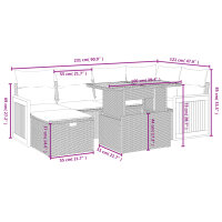 vidaXL 7-tlg. Garten-Sofagarnitur mit Kissen Beige Poly Rattan