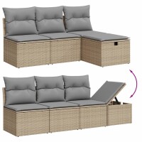 vidaXL 8-tlg. Garten-Sofagarnitur mit Kissen Beige Poly Rattan