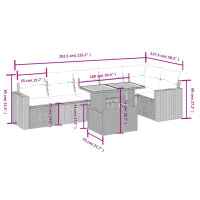 vidaXL 7-tlg. Garten-Sofagarnitur mit Kissen Beige Poly Rattan