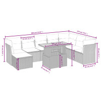 vidaXL 9-tlg. Garten-Sofagarnitur mit Kissen Beige Poly Rattan