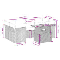 vidaXL 7-tlg. Garten-Sofagarnitur mit Kissen Beige Poly Rattan