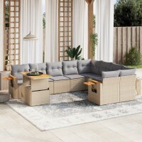 vidaXL 10-tlg. Garten-Sofagarnitur mit Kissen Beige Poly...