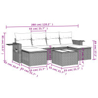 vidaXL 7-tlg. Garten-Sofagarnitur mit Kissen Hellgrau Poly Rattan