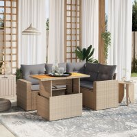 vidaXL 5-tlg. Garten-Sofagarnitur mit Kissen Beige Poly...