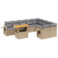 vidaXL 10-tlg. Garten-Sofagarnitur mit Kissen Beige Poly...