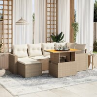 vidaXL 11-tlg. Garten-Sofagarnitur mit Kissen Beige Poly...