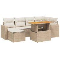 vidaXL 11-tlg. Garten-Sofagarnitur mit Kissen Beige Poly...