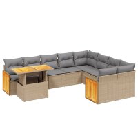 vidaXL 10-tlg. Garten-Sofagarnitur mit Kissen Beige Poly...