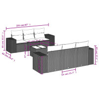 vidaXL 7-tlg. Garten-Sofagarnitur mit Kissen Hellgrau Poly Rattan