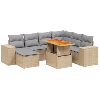 vidaXL 8-tlg. Garten-Sofagarnitur mit Kissen Beige Poly...