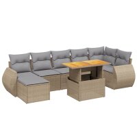 vidaXL 8-tlg. Garten-Sofagarnitur mit Kissen Beige Poly...