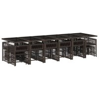 vidaXL 17-tlg. Garten-Essgruppe mit Kissen Braun Poly Rattan