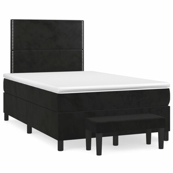 vidaXL Boxspringbett mit Matratze Schwarz 120x190 cm Samt