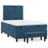 vidaXL Boxspringbett mit Matratze Dunkelblau 120x190 cm Samt