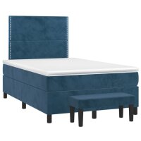 vidaXL Boxspringbett mit Matratze Dunkelblau 120x190 cm Samt