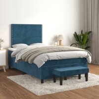 vidaXL Boxspringbett mit Matratze Dunkelblau 120x190 cm Samt