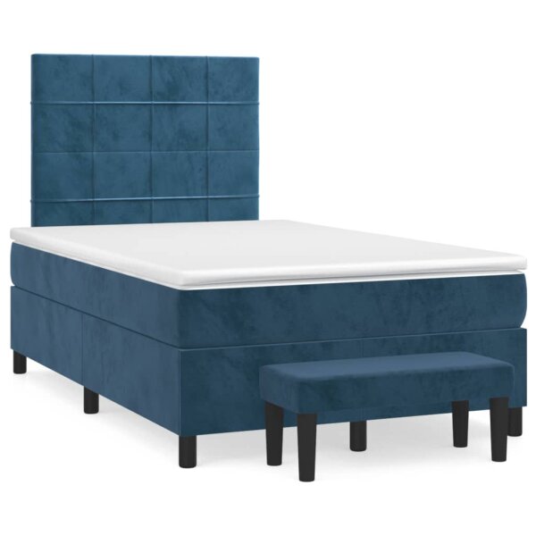 vidaXL Boxspringbett mit Matratze Dunkelblau 120x190 cm Samt