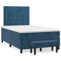 vidaXL Boxspringbett mit Matratze Dunkelblau 120x190 cm Samt