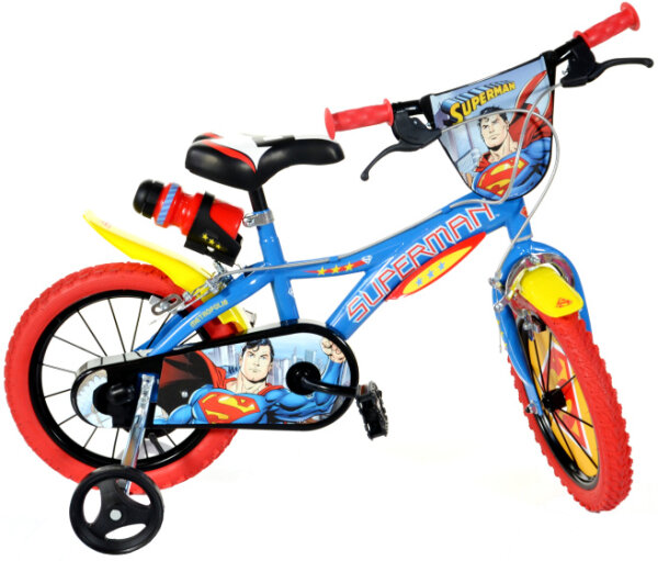 Dino Superman 14 Zoll 24 cm Jungen Felgenbremse Blau/Rot