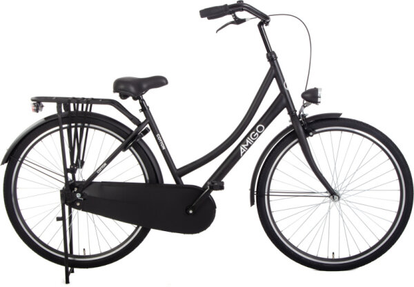 AMIGO Cotton omafiets 28 Zoll 50 cm Damen R&uuml;cktrittbremse Mattschwarz