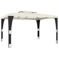 vidaXL Pavillon mit Doppeldach Creme 3,98x2,98 m Stahl