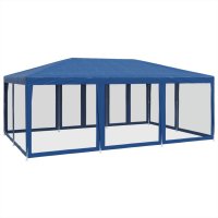 vidaXL Partyzelt mit 10 Mesh-Seitenteilen Blau 6x4 m HDPE