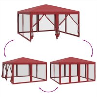 vidaXL Partyzelt mit 8 Mesh-Seitenteilen Rot 4x4 m HDPE