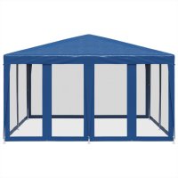 vidaXL Partyzelt mit 8 Mesh-Seitenteilen Blau 4x4 m HDPE
