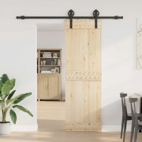 vidaXL Schiebetürbeschlag-Set 200 cm Stahl Schwarz
