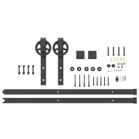 vidaXL Schiebetürbeschlag-Set 200 cm Stahl Schwarz