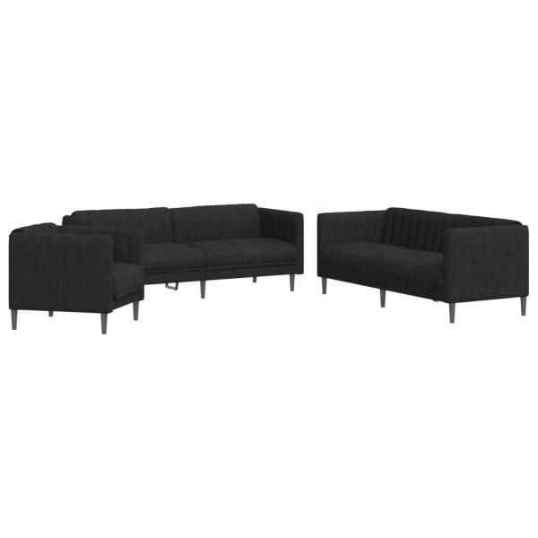 vidaXL 3-tlg. Sofagarnitur Schwarz Stoff
