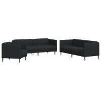 vidaXL 3-tlg. Sofagarnitur Schwarz Stoff
