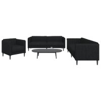 vidaXL 3-tlg. Sofagarnitur Schwarz Stoff