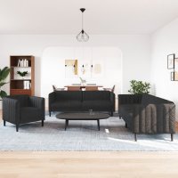 vidaXL 3-tlg. Sofagarnitur Schwarz Stoff
