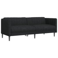 vidaXL 3-tlg. Sofagarnitur Schwarz Stoff