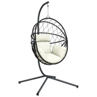 vidaXL Hängesessel Ei-Design mit Ständer Beige...