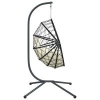 vidaXL Hängesessel Ei-Design mit Ständer Beige Rattan und Stahl