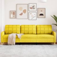 vidaXL 3-Sitzer-Sofa Hellgelb 210 cm Stoff