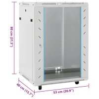 vidaXL 15U Netzwerkschrank auf Rollen 19" IP20 53x40x80 cm