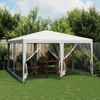 vidaXL Partyzelt mit 8 Mesh-Seitenteilen Weiß 4x4 m...