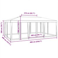 vidaXL Partyzelt mit 10 Mesh-Seitenteilen Grün 6x4 m HDPE