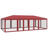 vidaXL Partyzelt mit 12 Mesh-Seitenteilen Rot 8x4 m HDPE
