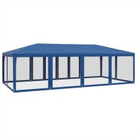 vidaXL Partyzelt mit 12 Mesh-Seitenteilen Blau 8x4 m HDPE