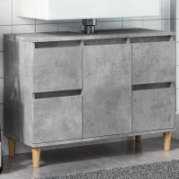 vidaXL Waschbeckenunterschrank Betongrau 80x33x60 cm...