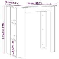 vidaXL Bartisch mit Regal Altholz-Optik 102x50x103,5 cm Holzwerkstoff