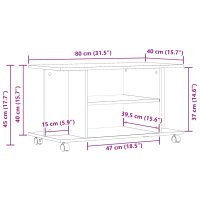 vidaXL TV-Regal mit Rollen Altholz-Optik 80x40x45 cm Holzwerkstoff