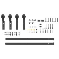 vidaXL Schiebetürbeschlag-Set 183 cm Stahl Schwarz