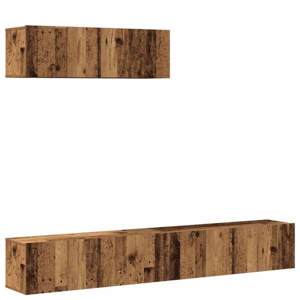 vidaXL 3-tlg. TV-Schrank-Set Wandmontage Altholz-Optik Holzwerkstoff