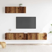 vidaXL 3-tlg. TV-Schrank-Set Wandmontage Altholz-Optik Holzwerkstoff